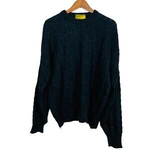 Vintage 90s Parliament Crewneck Sweater Long Sleeve Teal Black Italy - L